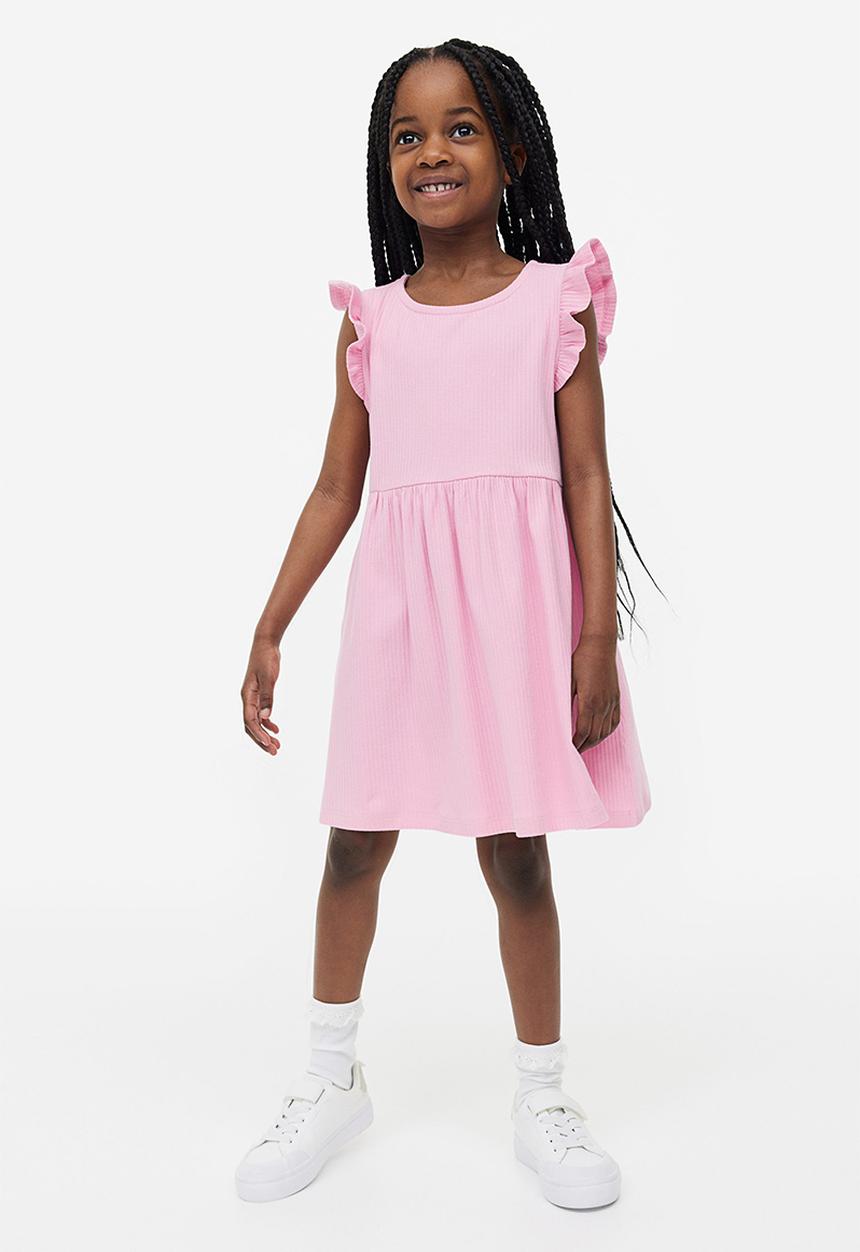 H&M - Ribbed jersey dress - light pink