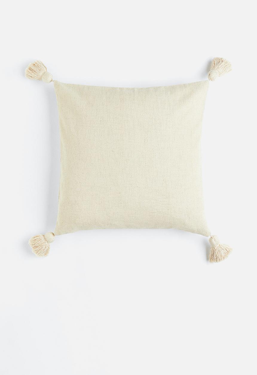 H&M - Tasselled cushion cover - light beige