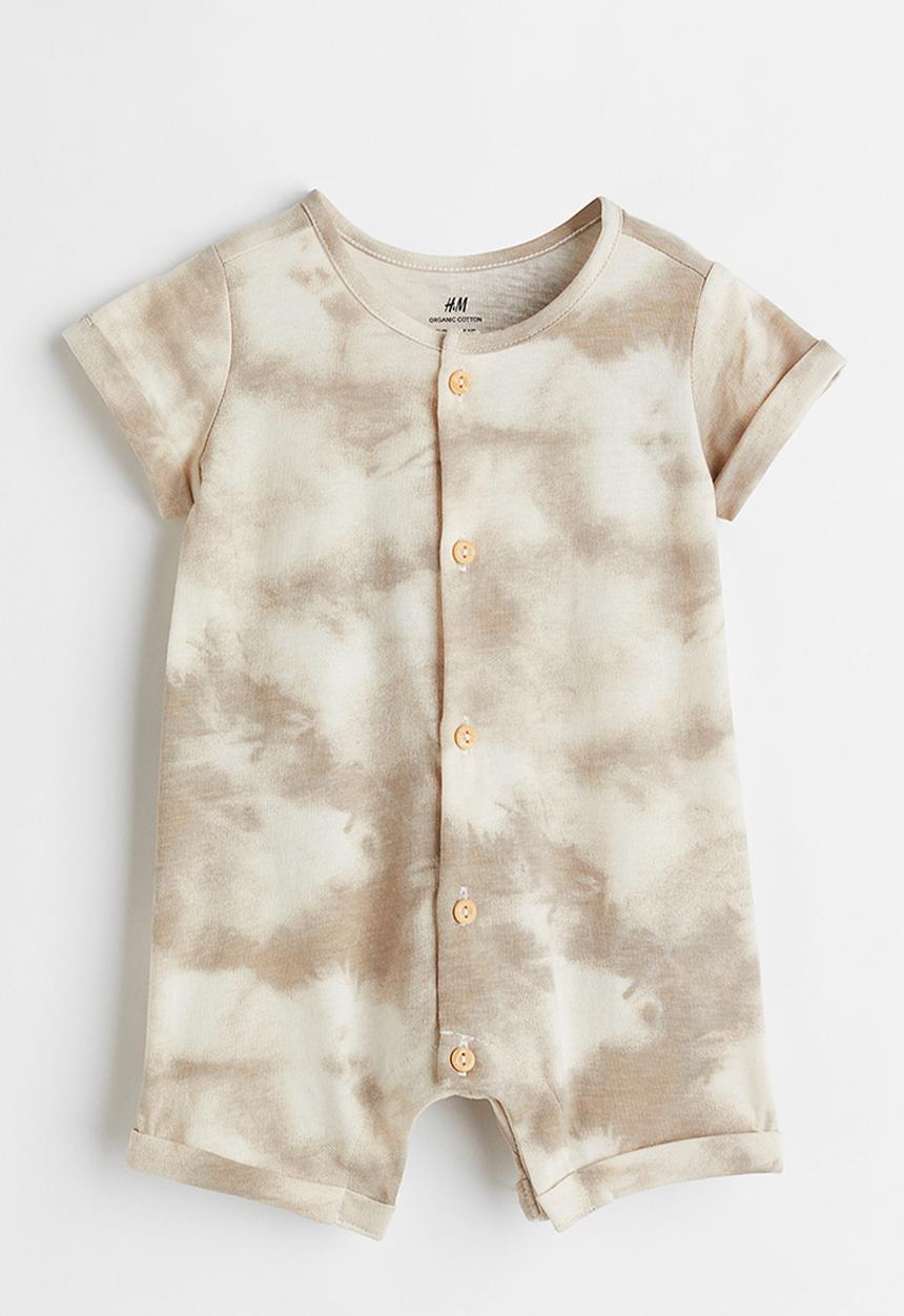 H&M - Cotton romper suit - beige/tie-dye 