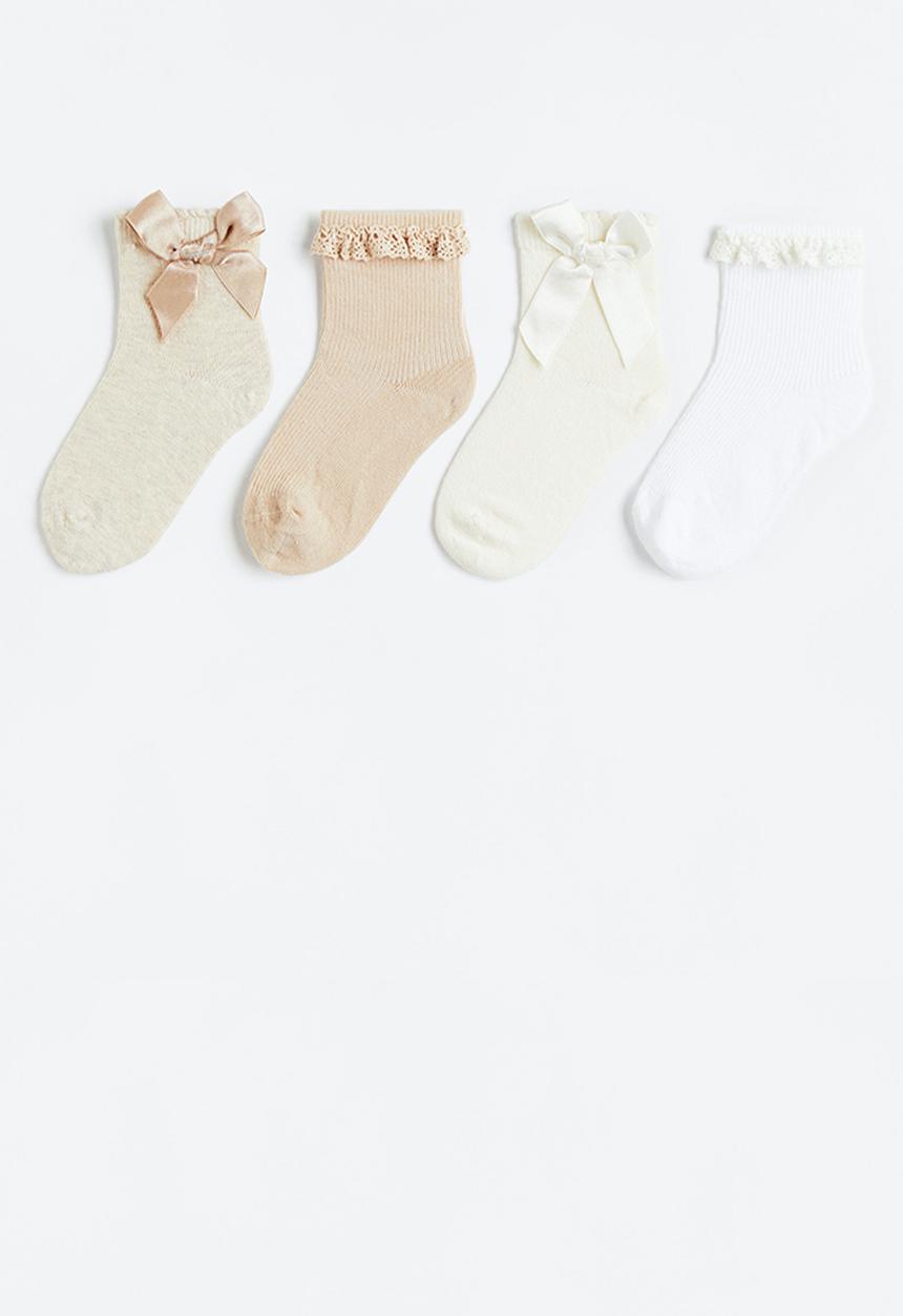 H&M - 4-pack socks - light beige/white