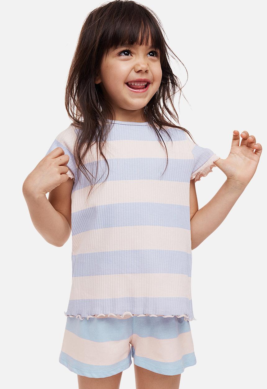H&M - Cotton pull-on shorts - light blue/striped