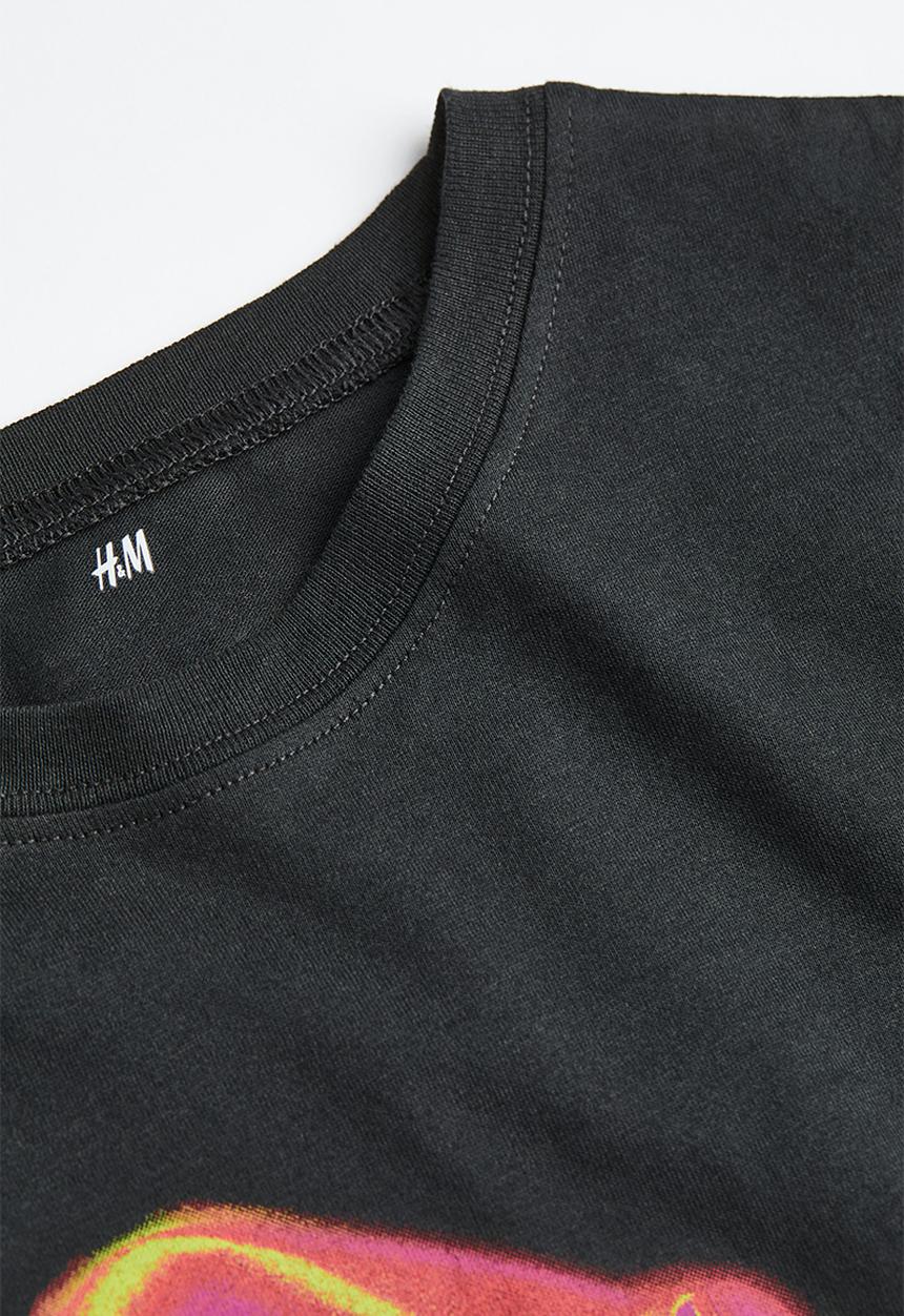 H&M - Printed cotton t-shirt - black/digitize