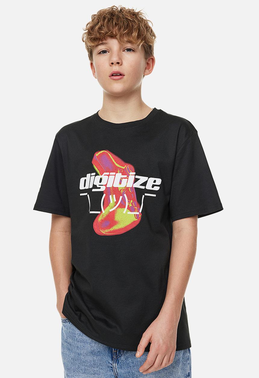 H&M - Printed cotton t-shirt - black/digitize