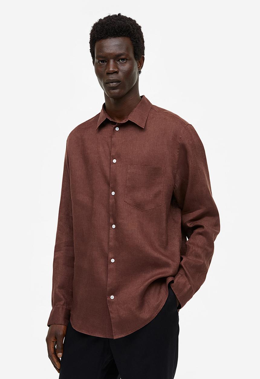 H&M - Regular fit linen shirt - brown 