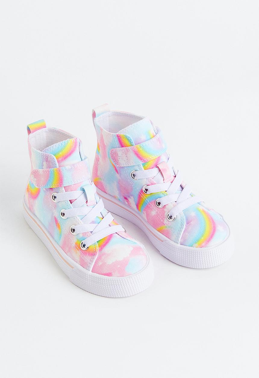 H&M - Canvas hi-top trainers - light pink/rainbows