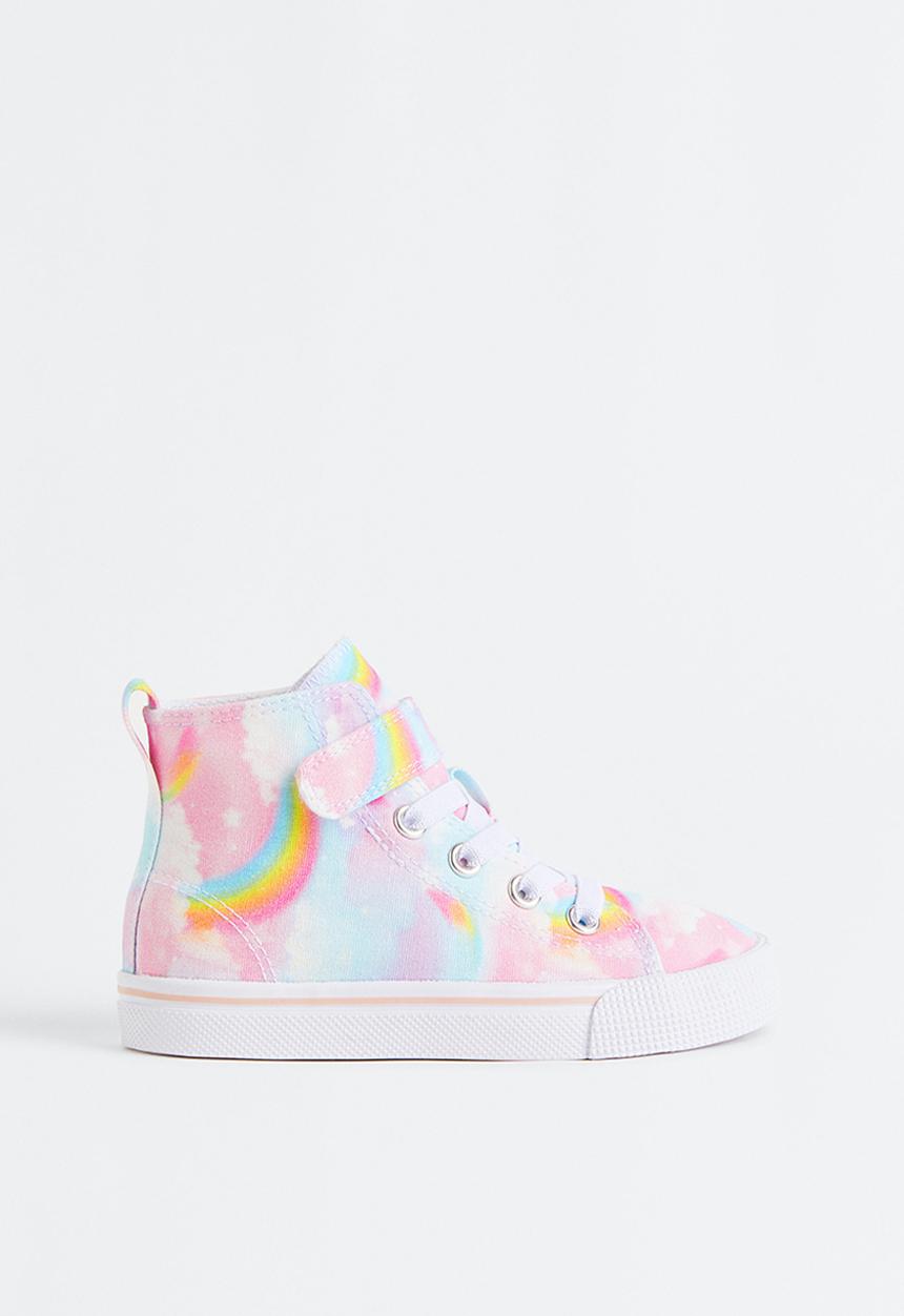 H&M - Canvas hi-top trainers - light pink/rainbows