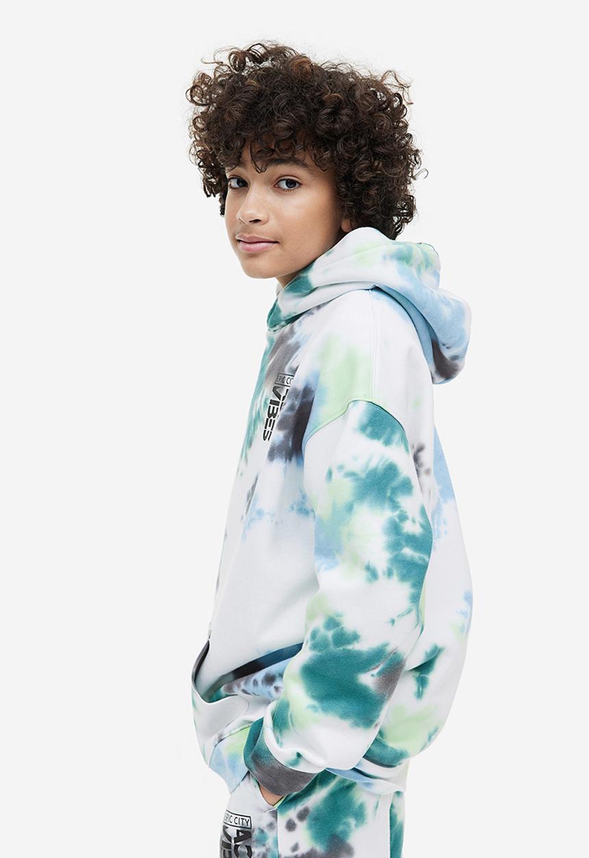 H&M - Oversized printed hoodie - white/tie-dye
