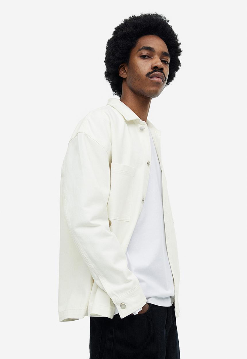 H&M - Oversized fit twill overshirt - white 