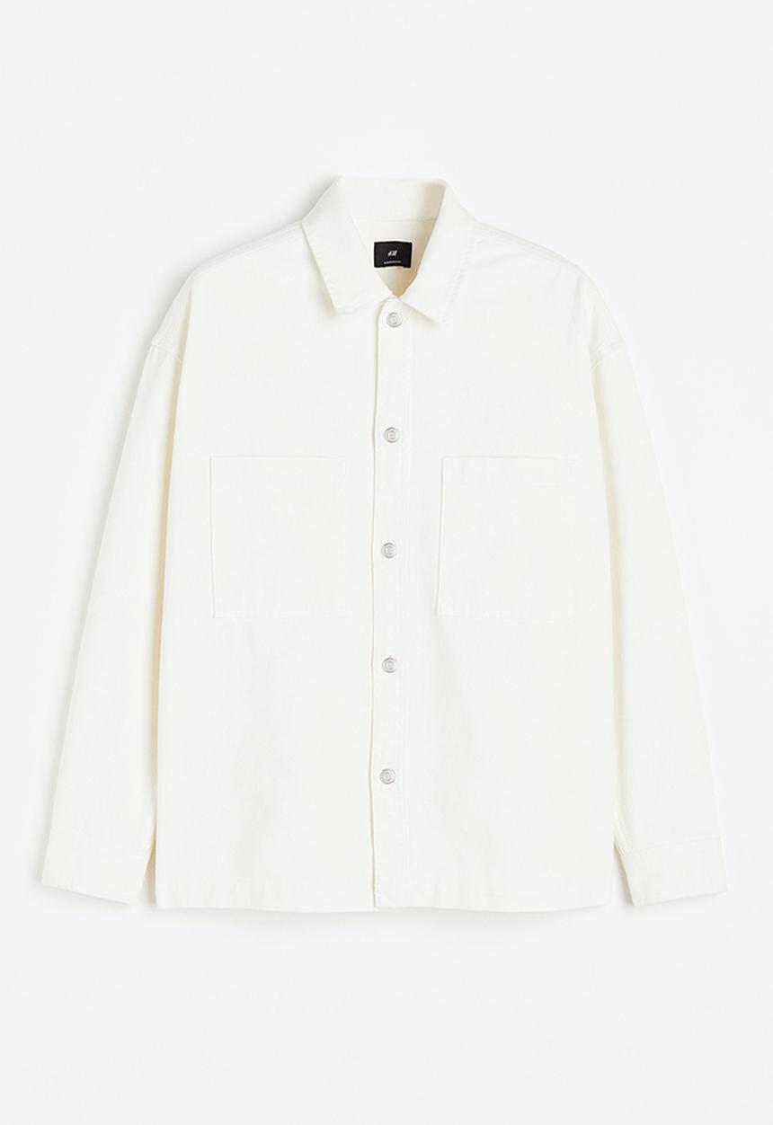 H&M - Oversized fit twill overshirt - white 