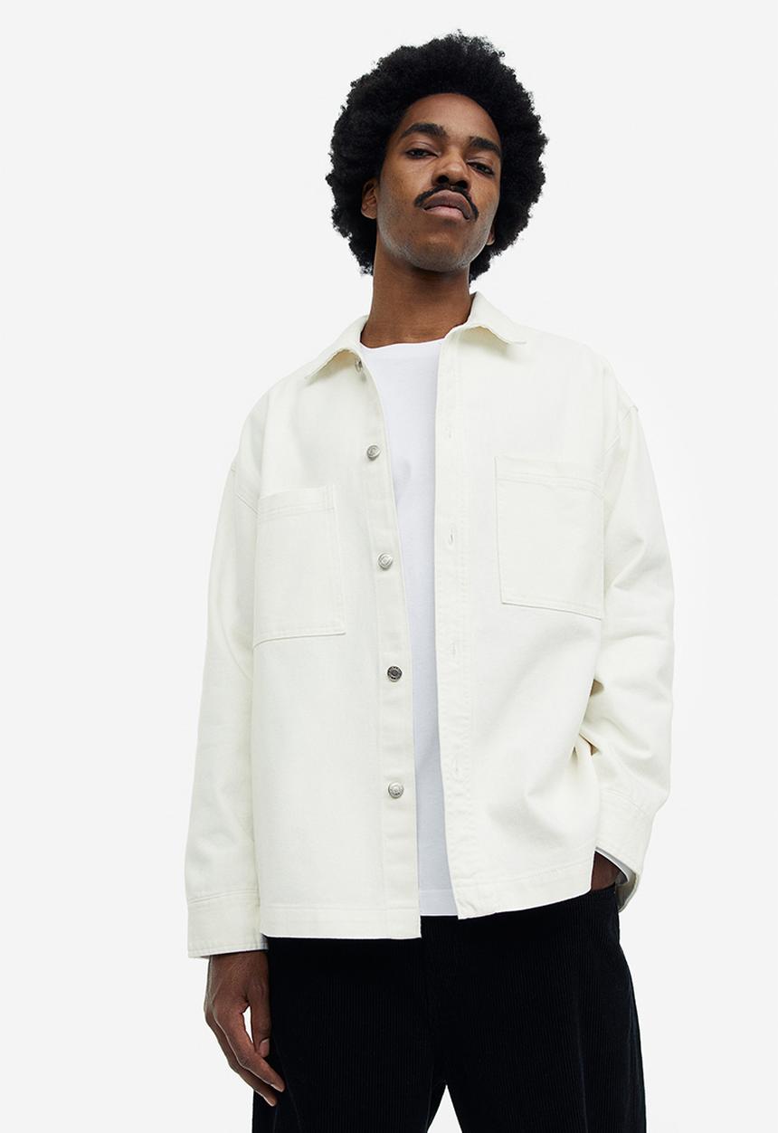 H&M - Oversized fit twill overshirt - white 