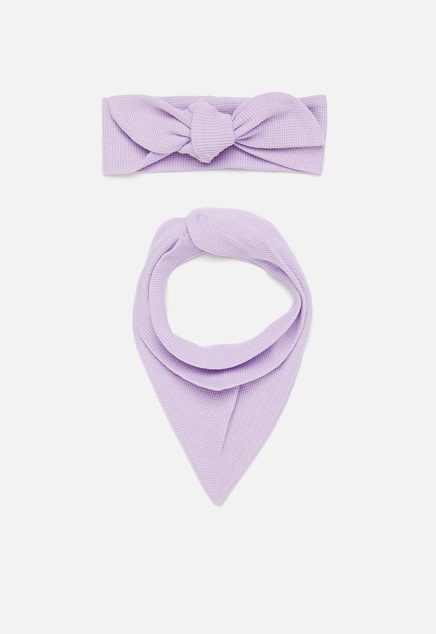 Cotton On - The waffle bow tie headband/bandana pack - lilac drop
