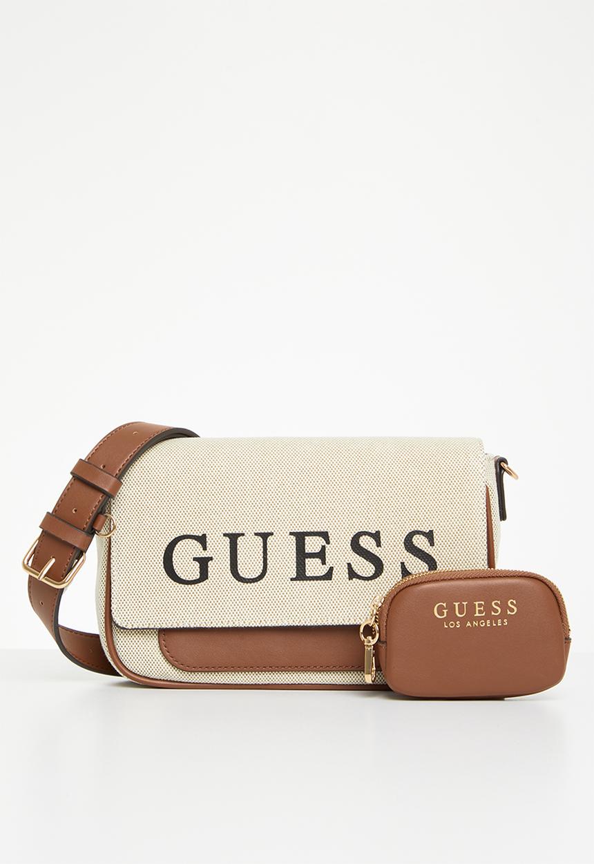 GUESS - Gelber mini crossbody flap - canvas