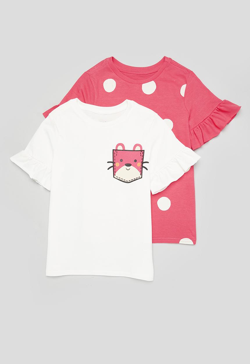 Pop Candy - 2 Pack printed tees - pink / milk
