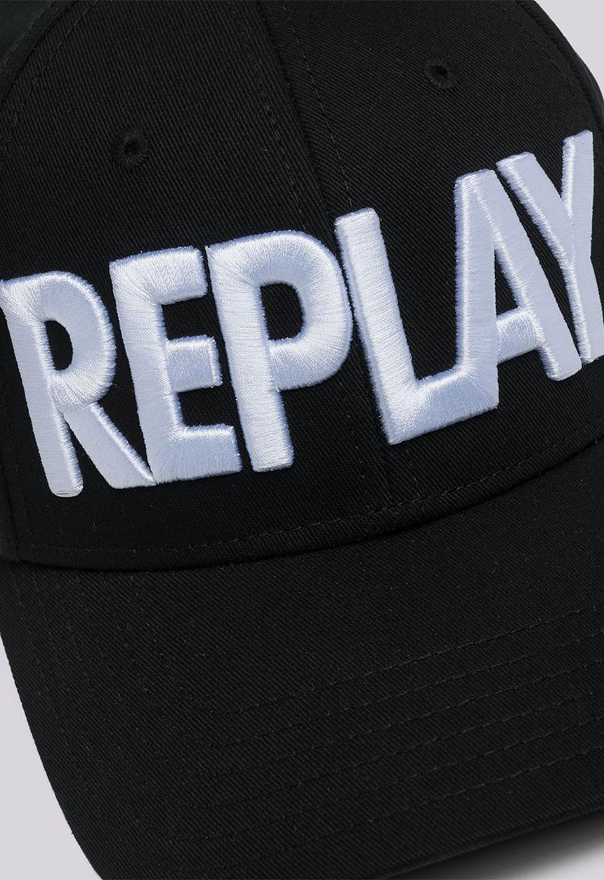 Replay - Logo peak cap - black/optical white
