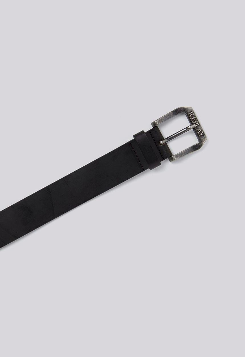 Replay - Crinkle leather buckle crust - black & brown