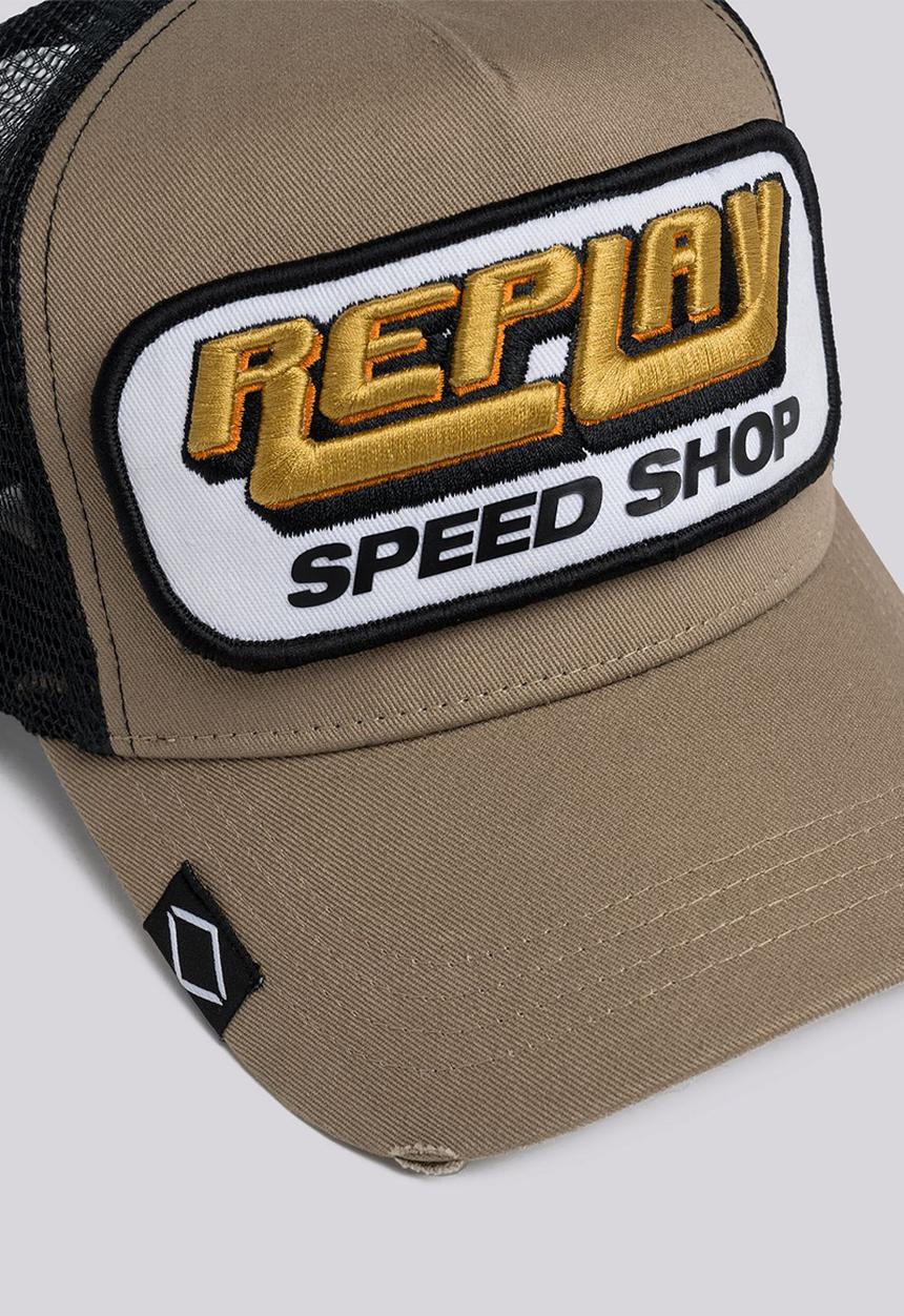 Replay - Washed mesh peak cap - khaki green