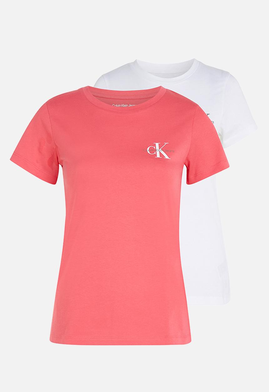 Calvin Klein - 2-Pack monogram slim tee - pink flash/bright white