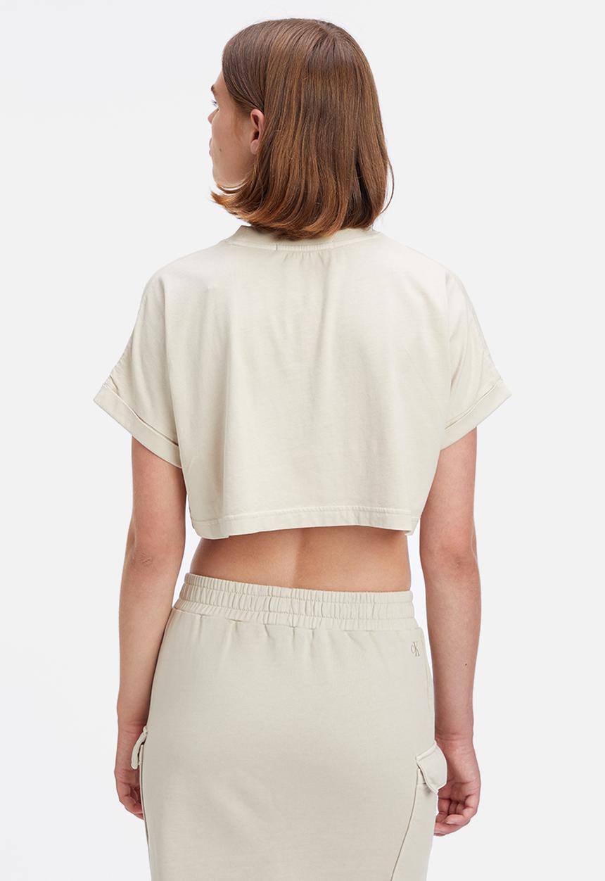 Calvin Klein - Mono logo cropped tee - classic beige