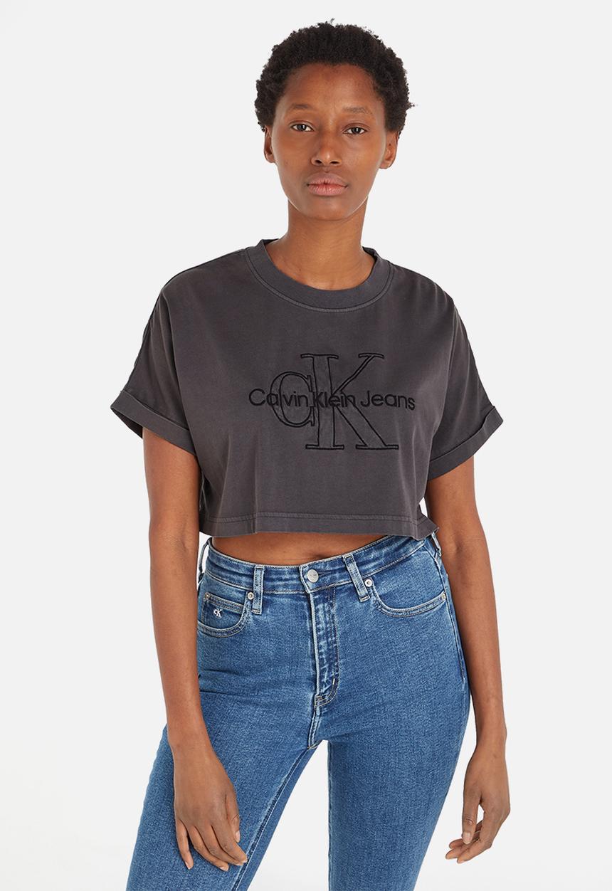 Calvin Klein - Mono logo cropped tee - washed black