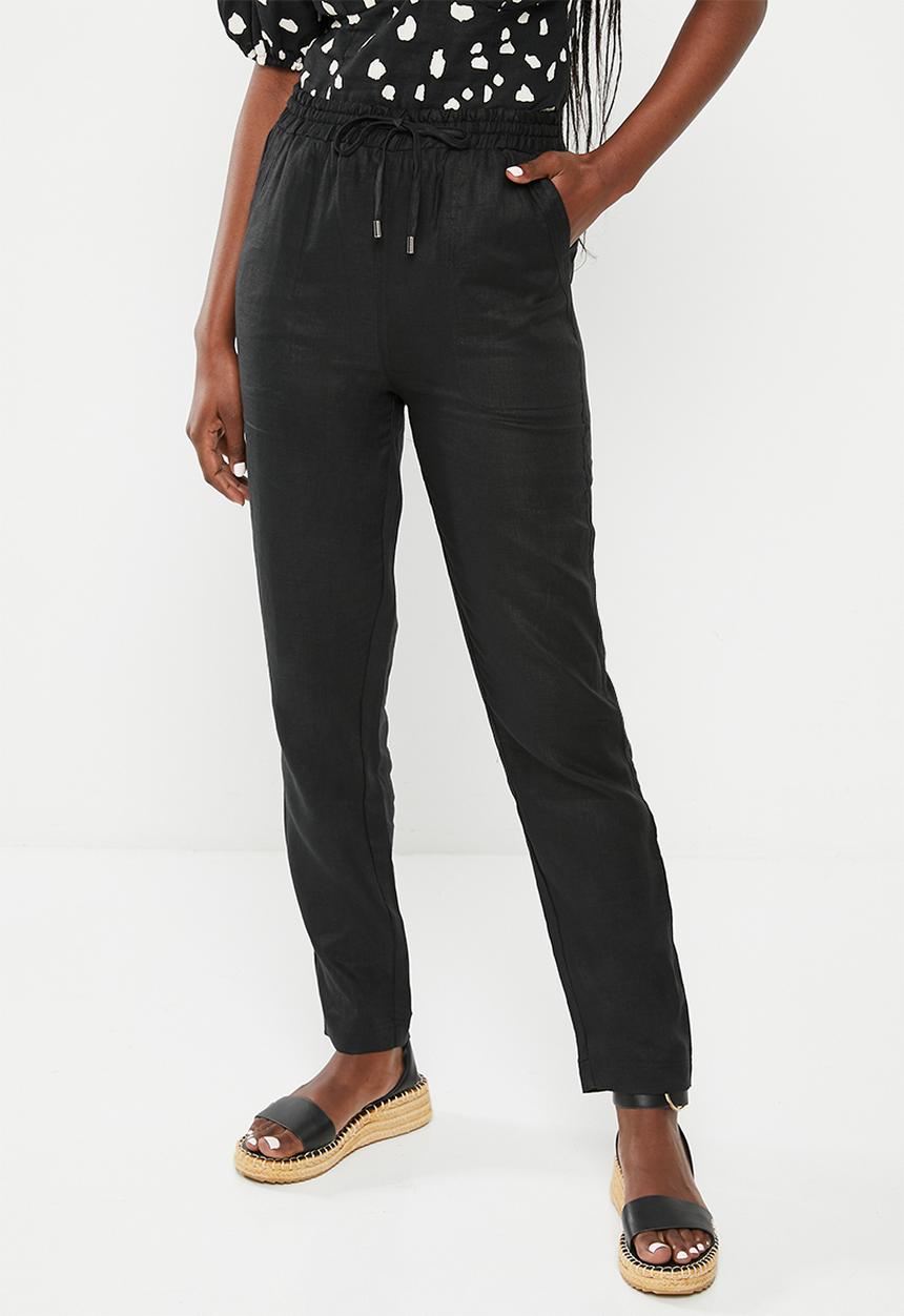 Me&B - The ultimate tapered leg linen pant - black