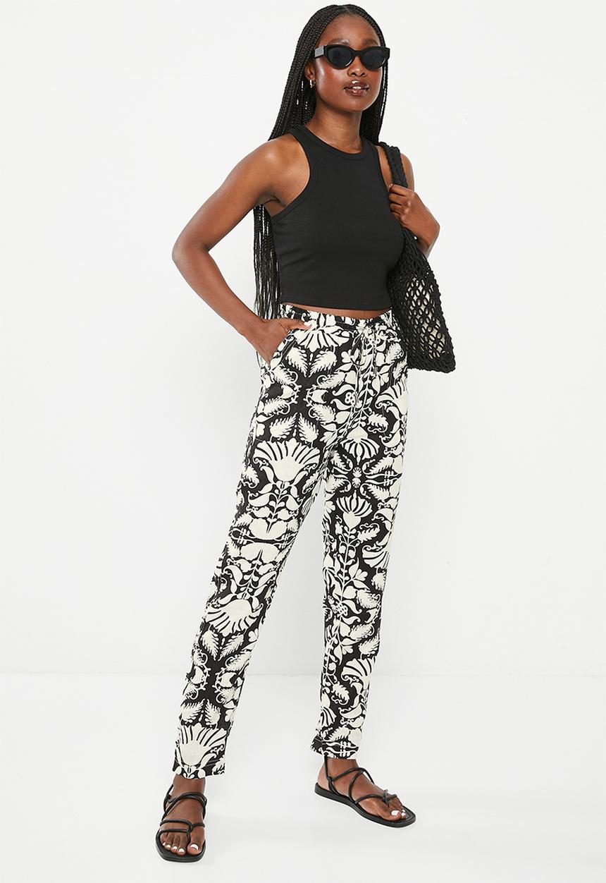 Me&B - The ultimate tapered leg linen pant - wallpaper print