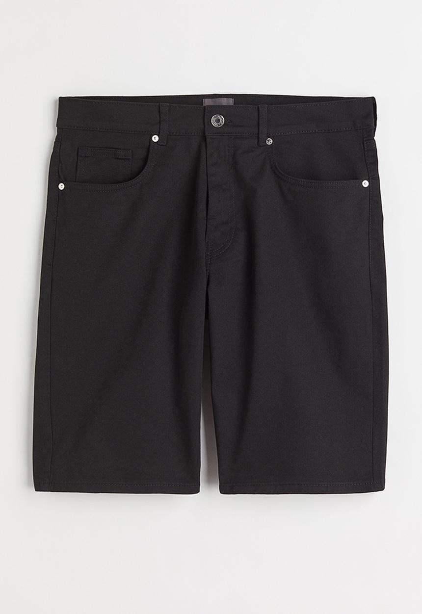 H&M - Slim fit cotton twill shorts - black