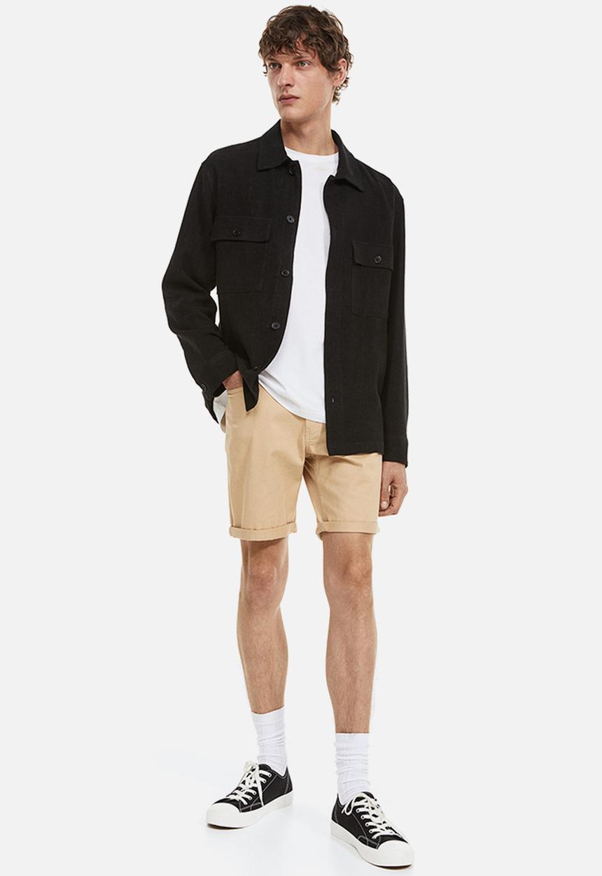H&M - Slim fit cotton twill shorts - beige