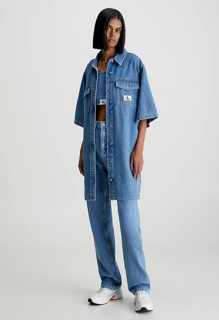 Calvin Klein - Utility belted shirt dress - mid stone blue belt