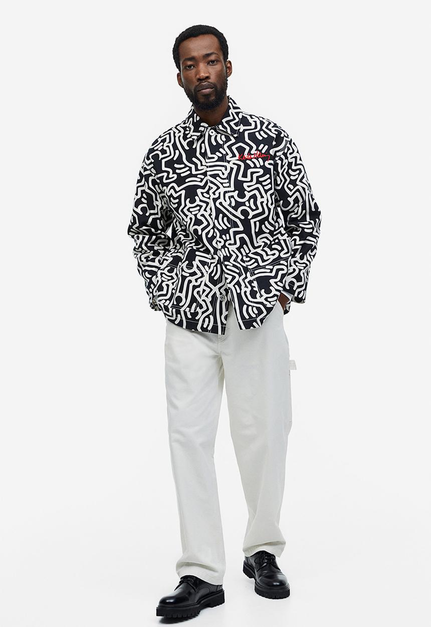 H&M - Water-repellent coach jacket - white & black