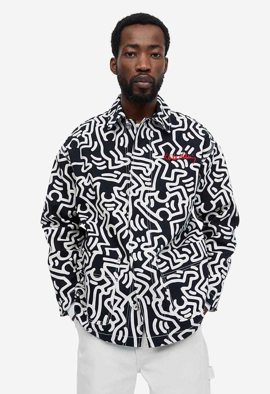 H&M - Water-repellent coach jacket - white & black