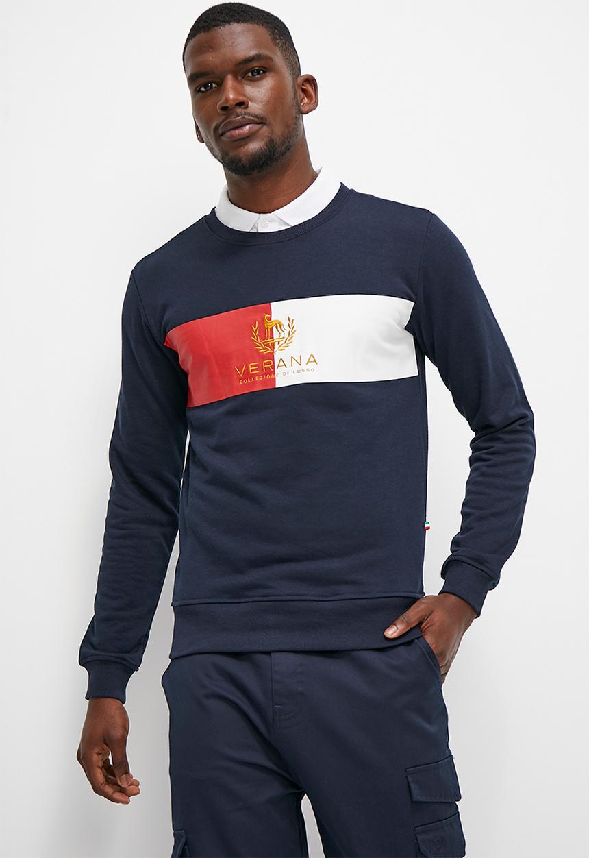 Verana - Embroidered crew neck sweater - navy
