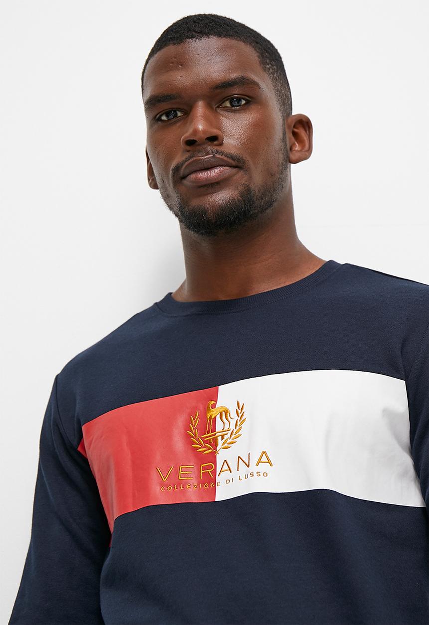 Verana - Embroidered crew neck sweater - navy