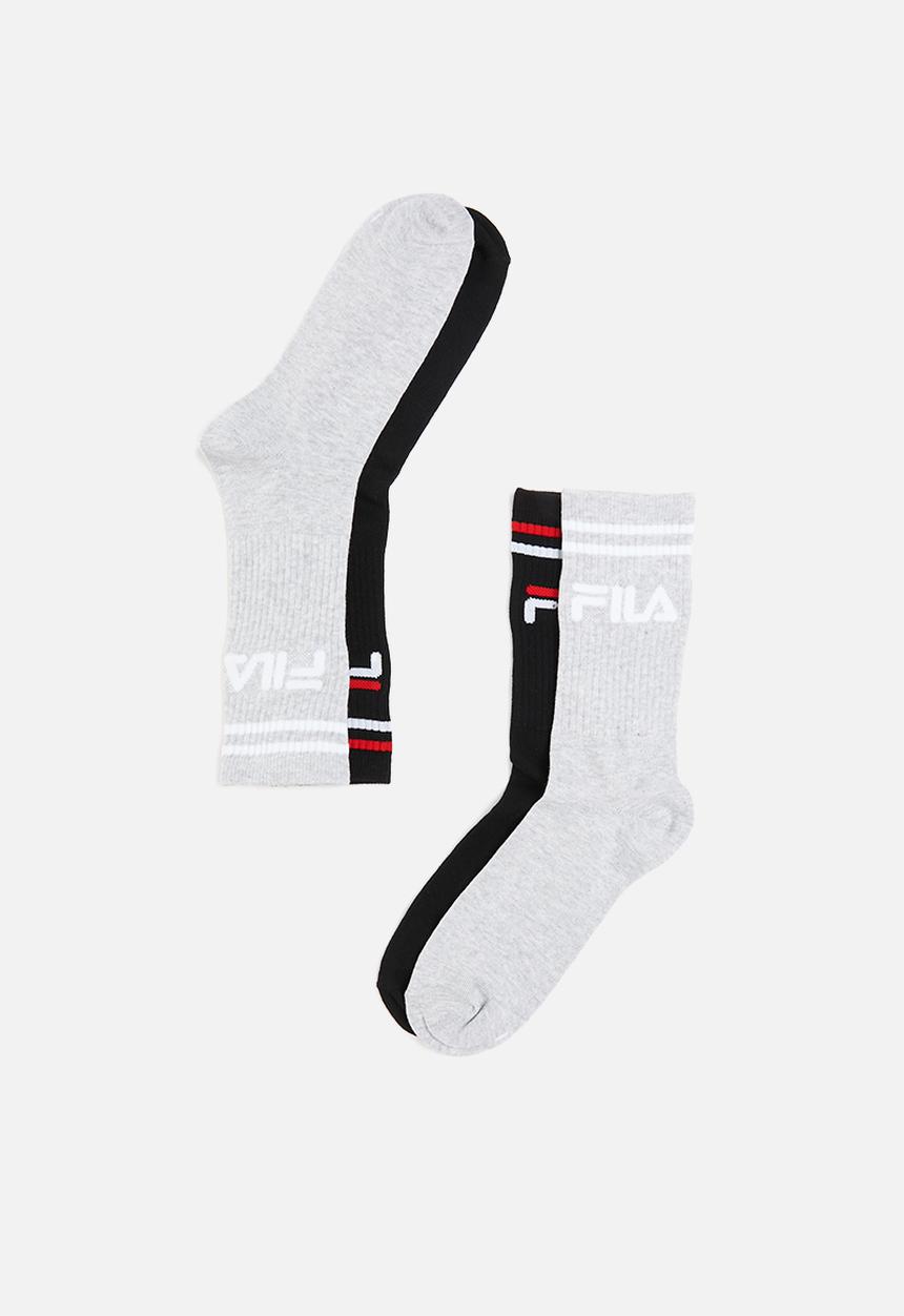 FILA - Stallone tube sock 2 pack - grey melange/black