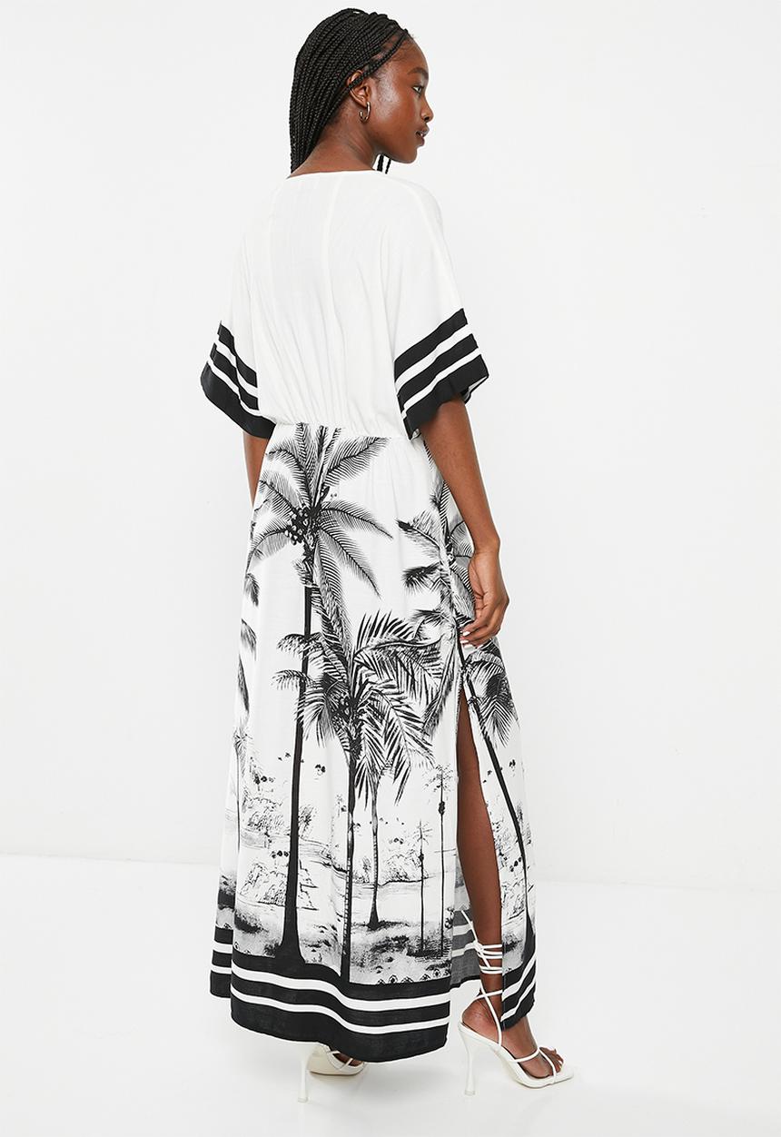 Me&B - Knot detail kaftan dress - stripe palm