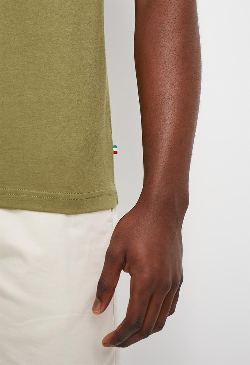 Verana - Tonal embroidered crew neck tee - fatigue