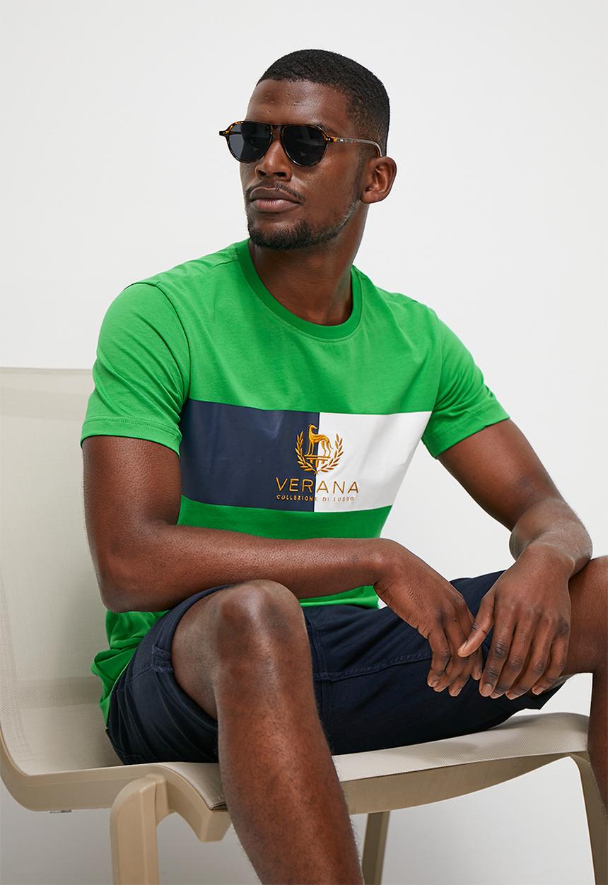 Verana - Premium embroidered crew neck tee - green