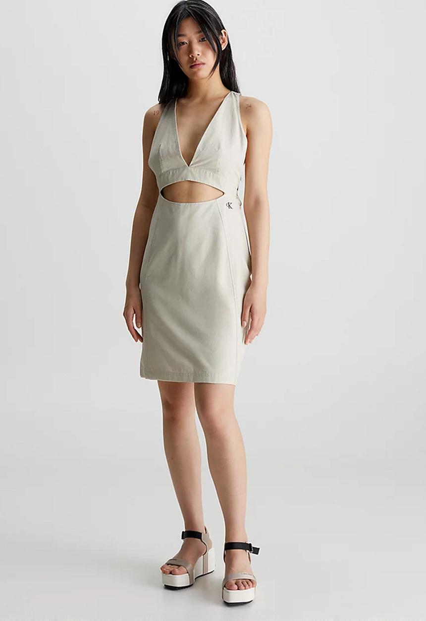 Calvin Klein - Open back strap utility dress - classic beige