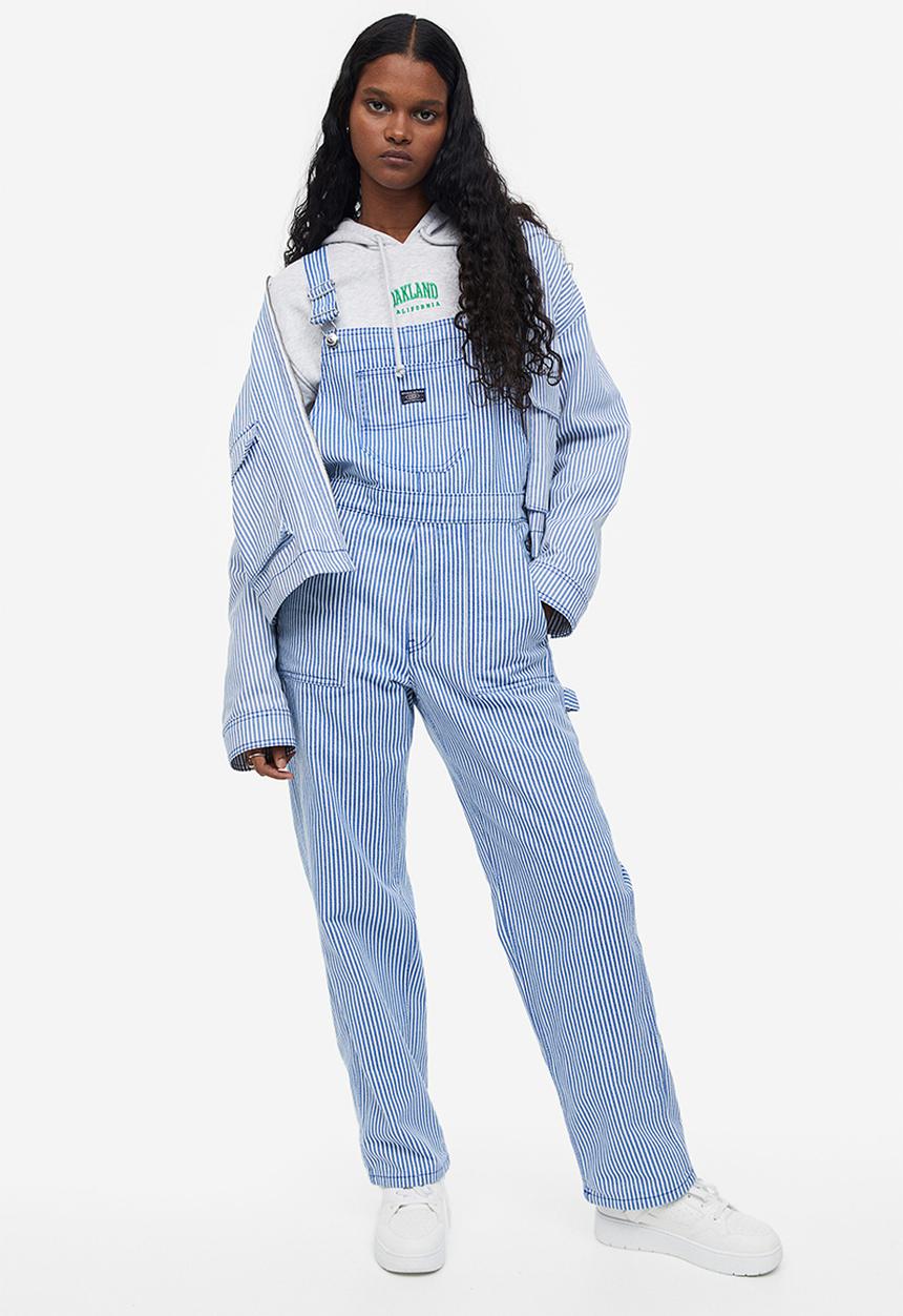 H&M - Twill dungarees - blue/striped