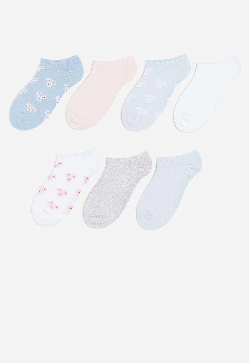H&M - 7- Pack trainer socks - light blue/floral