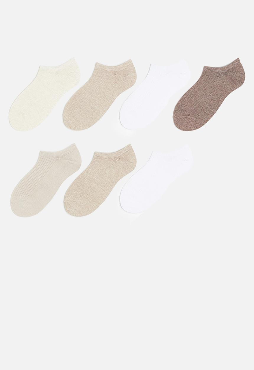 H&M - 7 Pack trainer socks - light beige/beige/white