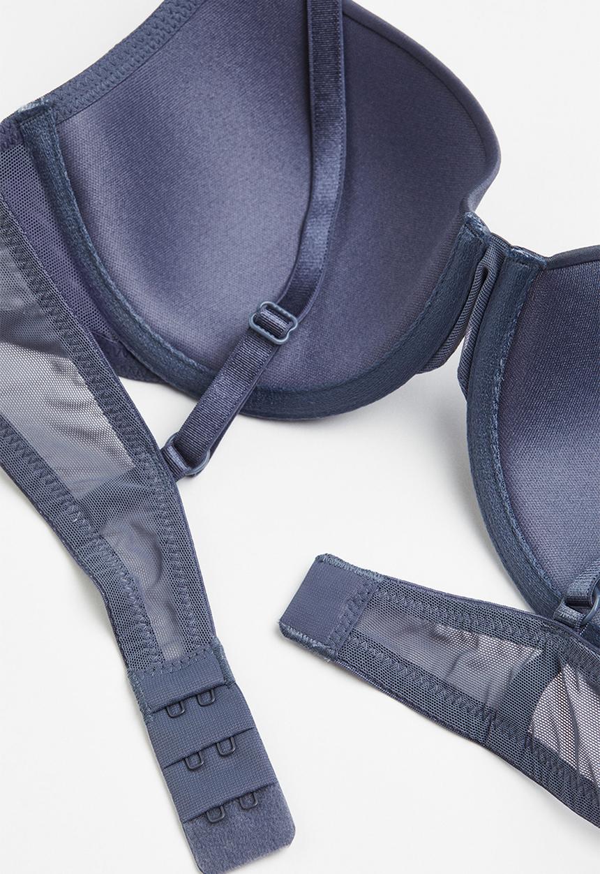 H&M - 2 Pack padded underwired bras - dark blue & beige