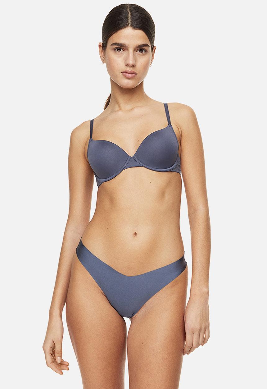 H&M - 2 Pack padded underwired bras - dark blue & beige