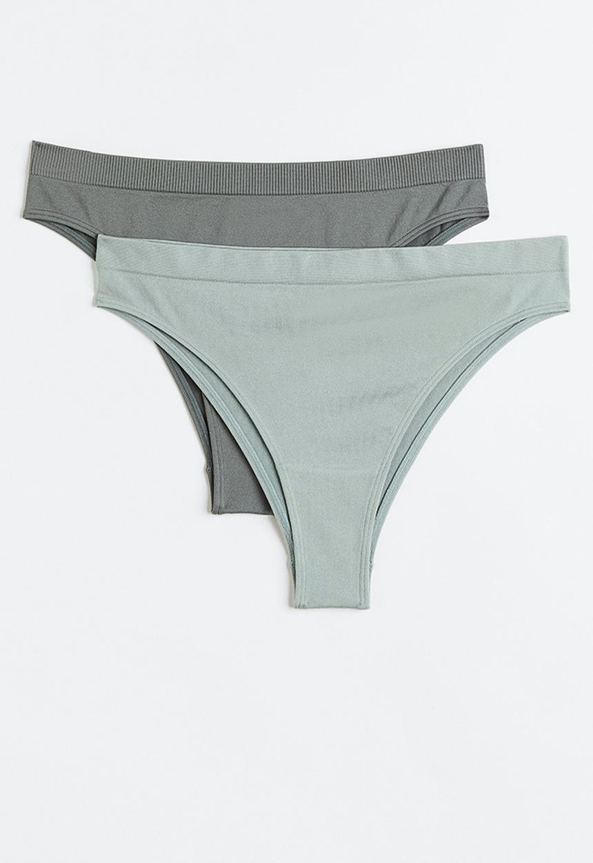 H&M - 2 Pack seamless briefs - dark turquoise & light turquoise