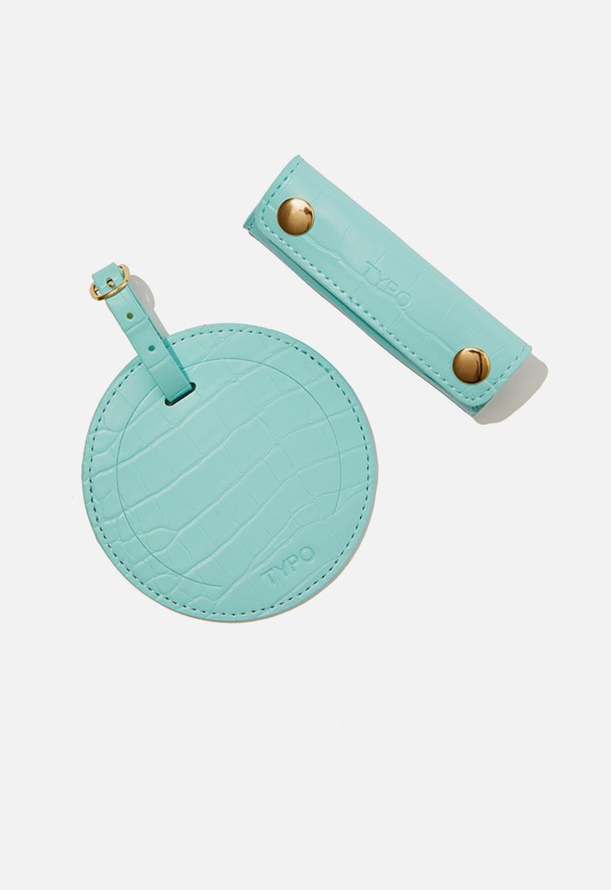 Typo - Off the grid luggage tag & handle cover set - minty skies textured