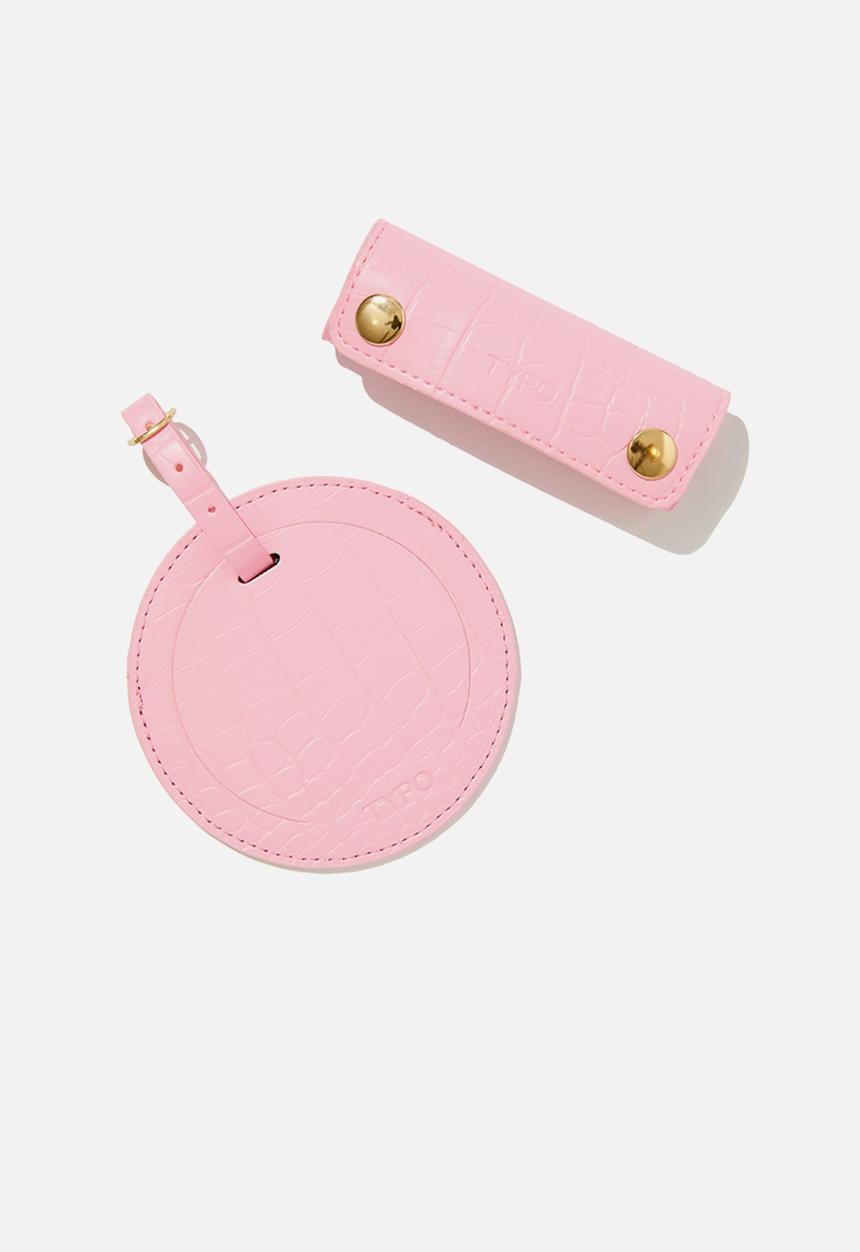 Typo - Off the grid luggage tag & handle cover set - rosa powder textured