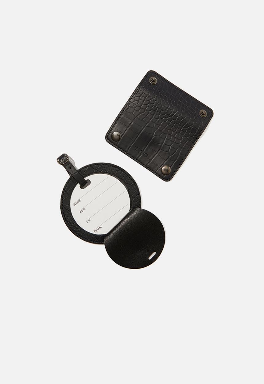 Typo - Off the grid luggage tag & handle cover set - black textured