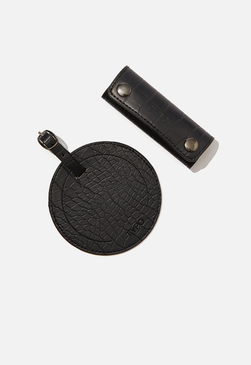 Typo - Off the grid luggage tag & handle cover set - black textured