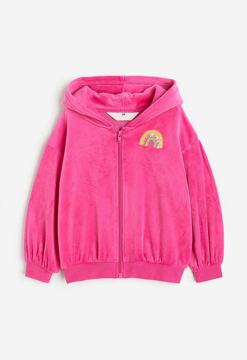 H&M - Zip-through hoodie - cerise/rainbow