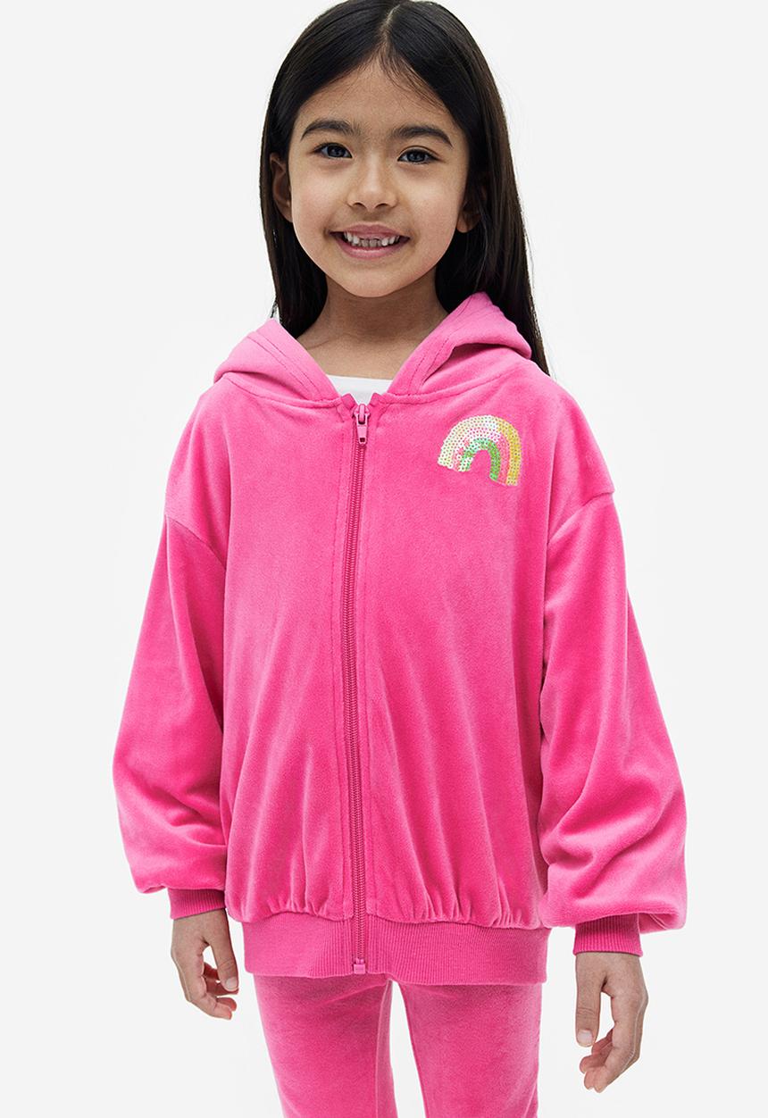 H&M - Zip-through hoodie - cerise/rainbow
