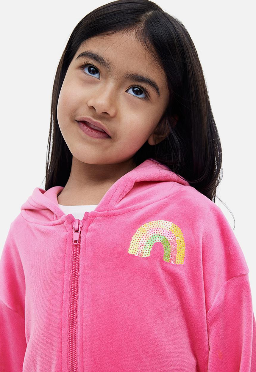 H&M - Zip-through hoodie - cerise/rainbow